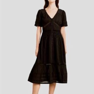 Vintage style Velvet by Graham & Spencer Black A-Line Midi Dress